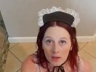 Onlyfans clip. Submissive maid takes clients load to face