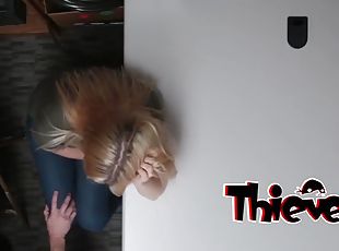 Blonde mom has to watch her daughter get banged by officer