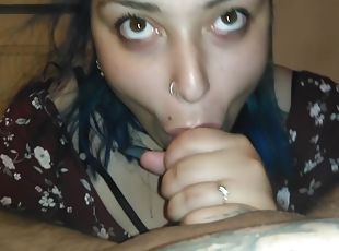 My gf Blue hair love cum in mouth (Sweatsaint)