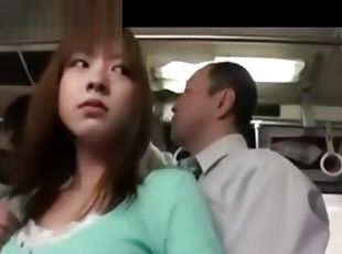 horny girl gives blowjob to bus passenger