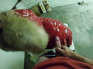 Svenja beeing fucked in red shiny moncler