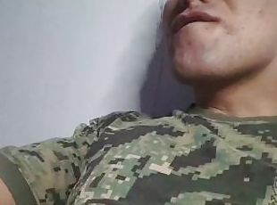armija, azijski, veliki, masturbacija, kamera-cum, uniforma, vojska