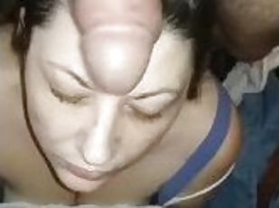 Slapping my fat cock on a cheating slut wife.