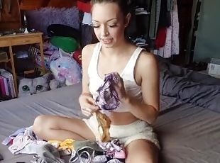 Young Aussie Gets Distracted Putting Panties Away