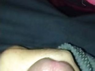 Jacking off in my shorts with pre cum