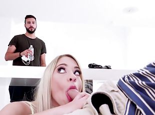 Younger sister Khloe Kapri almost got caught by her borhter while sucking a dick