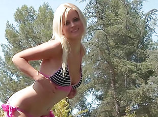 Outdoors with blonde in bikini
