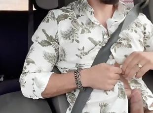 Rubbing cock while driving until cumming.