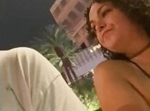 Begging for Cum on the Las Vegas Strip while people walk by