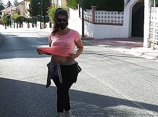 PUBLIC OUTDOORS FLASHING TITS IN THE STREET