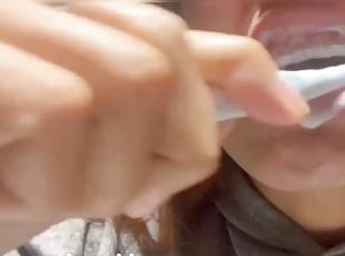 The giantess Samira brushes her teeth with her tiny (Trailer)
