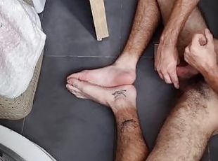 Cumming all over my tiny feet