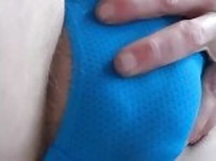 Me pissing in my blue microfiber panties