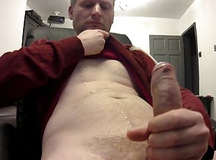 Kudoslong in just a top wanks his hard hairy cock till he cums over his crotch