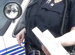 Busty officers get thoroughly banged by a hung black suspect