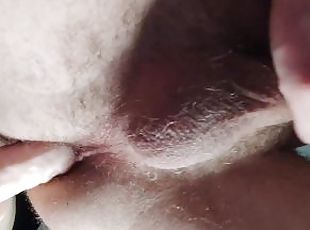 Close up, real dominance. Strapon in the guy's ass