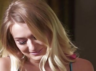 Blonde teen has a hot fuck with the elder statesman